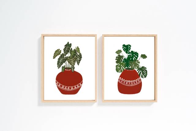 Houseplant Art Print, Bohemian Home Decor, Botanical Wall Art, House Plant Monstera Plant, Gift For Mom, Minimalist Decor - image 1