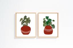 Houseplant Art Print, Bohemian Home Decor, Botanical Wall Art, House Plant Monstera Plant, Gift For Mom, Minimalist Decor - thumbnail 1