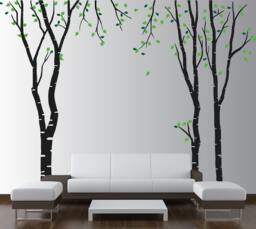 Large Wall Birch Tree Decal Forest Kids Vinyl Sticker Removable With Leaves Branches 1119 - 7 Foot Tall - thumbnail 1