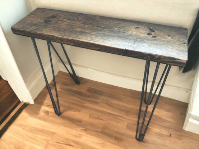 Rustic Console Table - Handmade Reclaimed Wood Entryway Table, Narrow Hallway Hairpin Legs For Home D??cor - The Hove - image 1