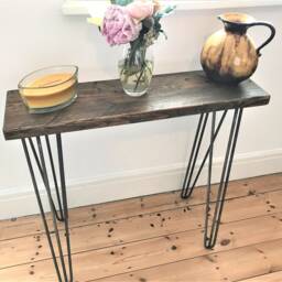 Rustic Console Table - Handmade Reclaimed Wood Entryway Table, Narrow Hallway Hairpin Legs For Home D??cor - The Hove - thumbnail 2