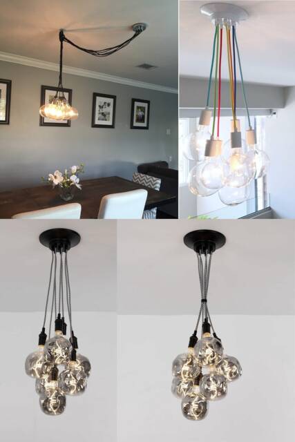 Modern Smoke Grey Led 7 Cluster Custom Any Colors - Chandelier Multi Pendant Lighting Modern Cloth Cords Pendant Light Ceiling Fixture Lamp - image 1