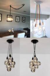 Modern Smoke Grey Led 7 Cluster Custom Any Colors - Chandelier Multi Pendant Lighting Modern Cloth Cords Pendant Light Ceiling Fixture Lamp - thumbnail 1