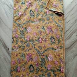 New Indian Handmade Floral Kantha Quilt Gudri, Bedspread, Bedcover Coverlet Blanket Size Queen - thumbnail 4