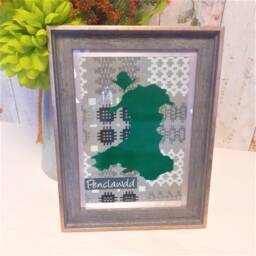 Personalised Map Of Wales Frame With Welsh Tapestry Style Fabric - 5 Material Colours Housewarming, New Home, Birthday. Token Gift - thumbnail 1