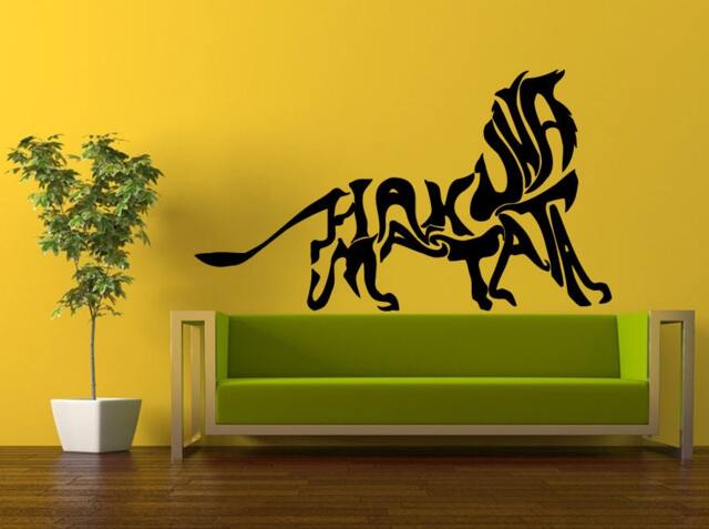 Wall Decal Vinyl Sticker Decals Interior Decor Diy Hakuna Matata It Means No Worries Quote Citation Words Cartoon Lion Simba L512 - image 1
