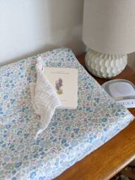 Blue Floral Baby Crib Sheet 100% Cotton, Mini Bedding
