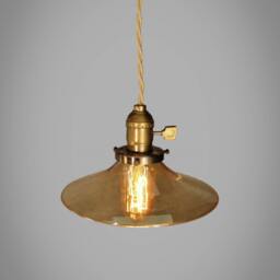 Industrial Lighting - Amber Glass Pendant Lamp Vintage Hanging Light Steampunk Pharmacy Swag Cafe - thumbnail 2