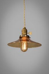 Industrial Lighting - Amber Glass Pendant Lamp Vintage Hanging Light Steampunk Pharmacy Swag Cafe