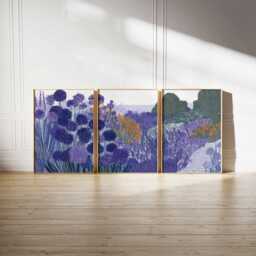 Purple Floral Botanical Prints Modern Violet Wall Art Set Of 3 - thumbnail 2