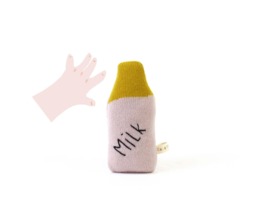 Milk Baby Rattle - Soft Lambswool Knitted Toy, Newborn Gift - thumbnail 1