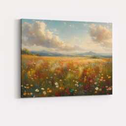 Sunlit Wildflower Meadow Mountain Panorama Landscape Canvas Wall Art Print Decor Picture Ready To Hang - thumbnail 4