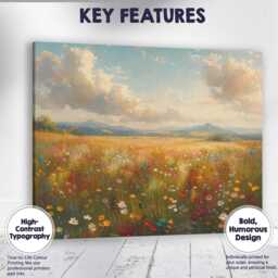 Sunlit Wildflower Meadow Mountain Panorama Landscape Canvas Wall Art Print Decor Picture Ready To Hang - thumbnail 1