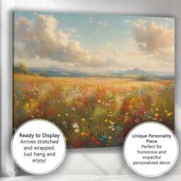 Sunlit Wildflower Meadow Mountain Panorama Landscape Canvas Wall Art Print Decor Picture Ready To Hang - thumbnail 3