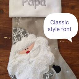 Personalised Christmas Stocking Embroidered, Grey Stocking, First Christmas, Personalised Name Christmas Gift - thumbnail 2