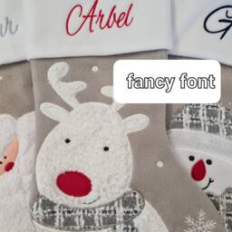 Personalised Christmas Stocking Embroidered, Grey Stocking, First Christmas, Personalised Name Christmas Gift - thumbnail 3