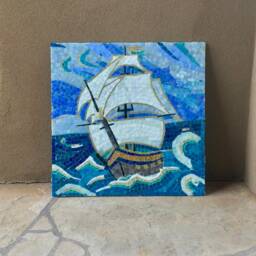Brig - Picture Original Home Decor Mosaic Art Mosaikfliesen Bilder Wall Art Fish Glass Mosaic Tile Indoor/ Outdoor - thumbnail 2