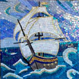 Brig - Picture Original Home Decor Mosaic Art Mosaikfliesen Bilder Wall Art Fish Glass Mosaic Tile Indoor/ Outdoor - thumbnail 1
