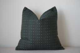 Dark Green Dot Pillow Cover Hmong Batik Textile - thumbnail 1