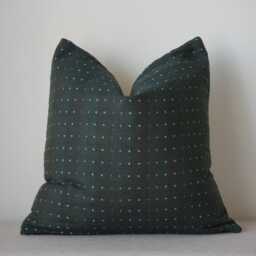 Dark Green Dot Pillow Cover Hmong Batik Textile - thumbnail 4