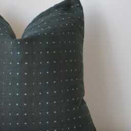 Dark Green Dot Pillow Cover Hmong Batik Textile - thumbnail 2