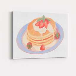 strawberry Pancakes With Cream Watercolour Breakfast Canvas Wall Art Print Decor Picture Ready To Hang - thumbnail 4