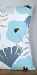 Blue Floral Cushion Cover, Scandinavian Fabric, Botanical Pattern With Zip Handmade By Vivid Shades. 40cm To 50cm Square Sizes - thumbnail 3