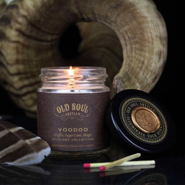 Voodoo Soy Candle - Coffee Sugar Cane Scented Vegan Witchcraft Altar Decor, New Orleans Southern Gothic, Occult Halloween Gift - image 1