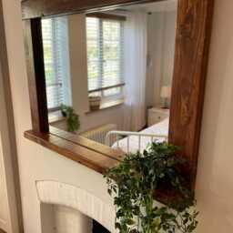 Handmade Wooden Mirror With Shelf - Georgian Mahogany Wax Finish, Rustic Farmhouse Decor - thumbnail 4