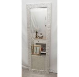 John Lewis Blanca Wood Frame Wall Mirror Bevelled Glass Silver White Full Length Tall Wide Rectangular Home Interior Decor 131x47 cm