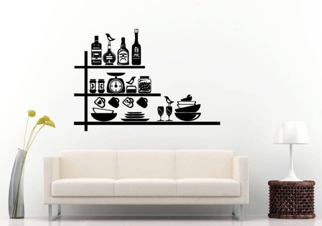 Kitchen Pantry Dishes Bar Silverware Glasses Plates Cooking Diy Wall Stickers Decals Vinyl Mural Decor Art L2182 - image 1
