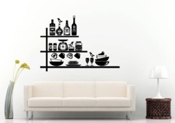 Kitchen Pantry Dishes Bar Silverware Glasses Plates Cooking Diy Wall Stickers Decals Vinyl Mural Decor Art L2182 - thumbnail 1