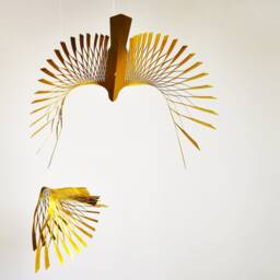 2-Part Brass Bird Mobile, Kinetic Sculpture, Modern Home Decor - thumbnail 4