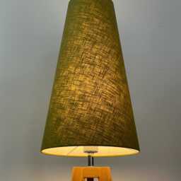 Olive Green Textured 100% Linen Extra Tall Tapered Cone Lampshade - thumbnail 3