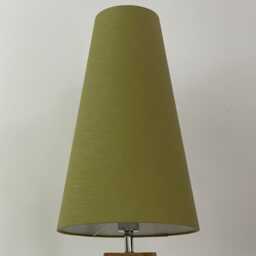 Olive Green Textured 100% Linen Extra Tall Tapered Cone Lampshade - thumbnail 2