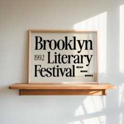 Retro Book Wall Art, Vintage Reading Print, Brooklyn Mid Century Modern Literary Festival New York Print - thumbnail 2