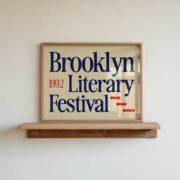 Retro Book Wall Art, Vintage Reading Print, Brooklyn Mid Century Modern Literary Festival New York Print - thumbnail 1
