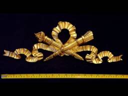 Large Gilt Or White French Empire Napoleon Style Decorative Wall Furniture Moulding Pediment Plastic Decoration - thumbnail 1