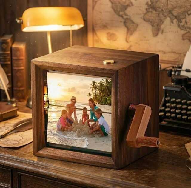 Vacation Photo Flipbook Frame, Personalized Family Beach Picture Box With Light, Custom Travel Memory Gift, Summer Holiday - image 1
