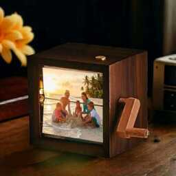 Vacation Photo Flipbook Frame, Personalized Family Beach Picture Box With Light, Custom Travel Memory Gift, Summer Holiday - thumbnail 3