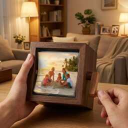 Vacation Photo Flipbook Frame, Personalized Family Beach Picture Box With Light, Custom Travel Memory Gift, Summer Holiday - thumbnail 2