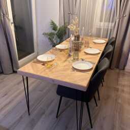 Solid Light Oak Dining Table With A Herringbone Inlay & Optional Bench - thumbnail 2