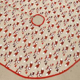 Christmas Fox Tree Skirt Decor Woodland Scandinavian Ornament Baby Foxes - thumbnail 2