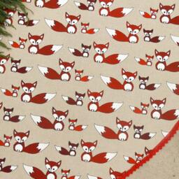 Christmas Fox Tree Skirt Decor Woodland Scandinavian Ornament Baby Foxes - thumbnail 3