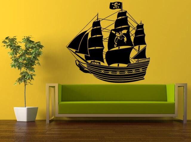 Wall Decal Vinyl Sticker Decals Interior Decor Diy Free Shipping Sea Ocean Pirate Ship Boat Sail Flag L535 - image 1