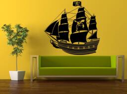 Wall Decal Vinyl Sticker Decals Interior Decor Diy Free Shipping Sea Ocean Pirate Ship Boat Sail Flag L535 - thumbnail 1
