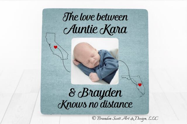Personalized Aunt & Nephew Long Distance Photo Frame, Aunt Gift, Nephew - image 1