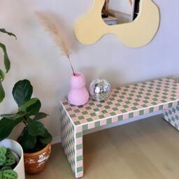 Checkered Tile Coffee Table - Custom Tiled - thumbnail 1