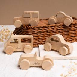 Personalized Wooden Car/Wooden Urban Vehicle Set Children's Birthday Gift Birth Gift, Personalized Christmas - thumbnail 2