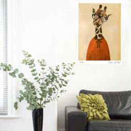 Clever Giraffe Art Print Poster A3 Illustration Giclee Wall Art Hanging Decor Animal Painting Digital - thumbnail 3